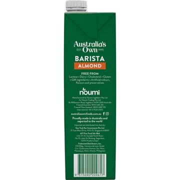 Australia's Own Barista Almond Long Life Milk UHT 1L