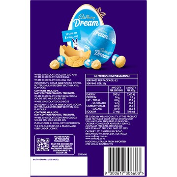 Cadbury Dream White Chocolate Easter Egg Gift Box 155g