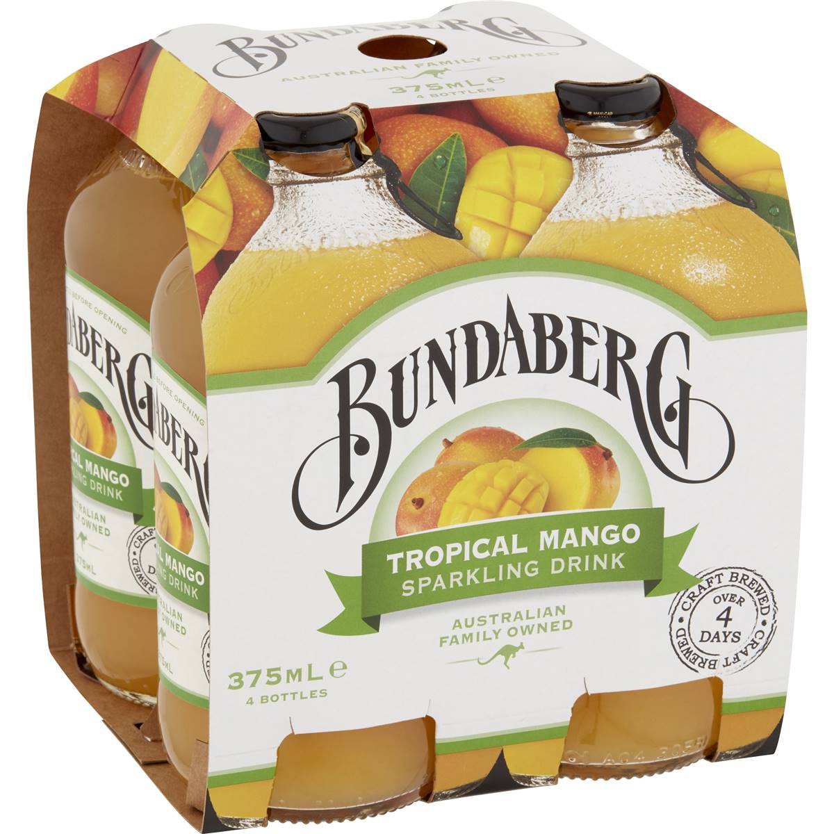 Bundaberg Tropical Mango Sparkling Drink 375ml x4 Pack