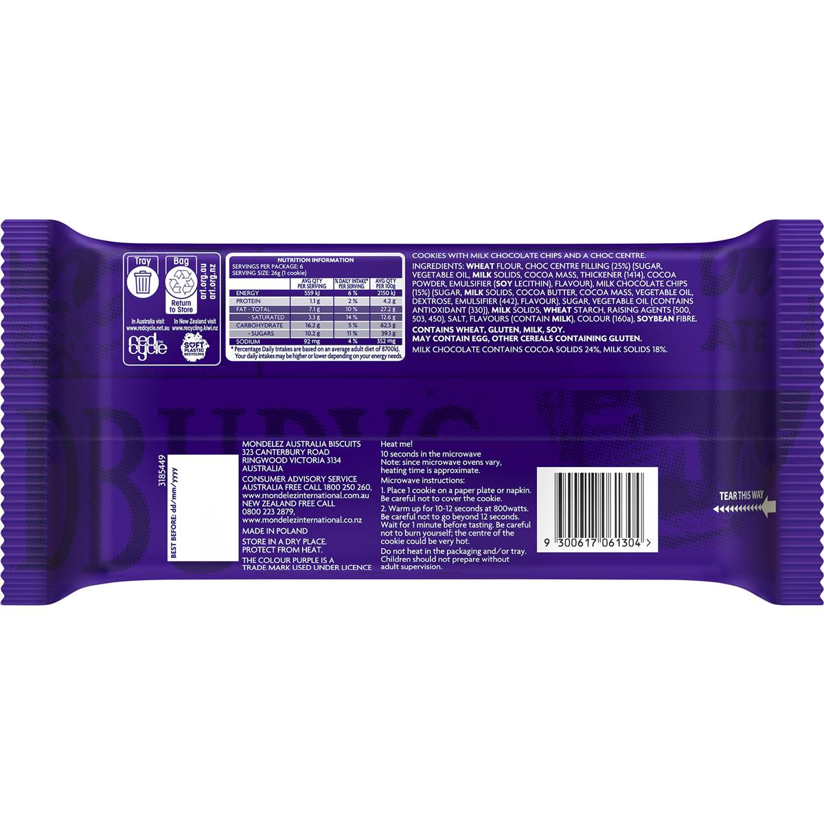 Cadbury Choc Centre Cookies 156g