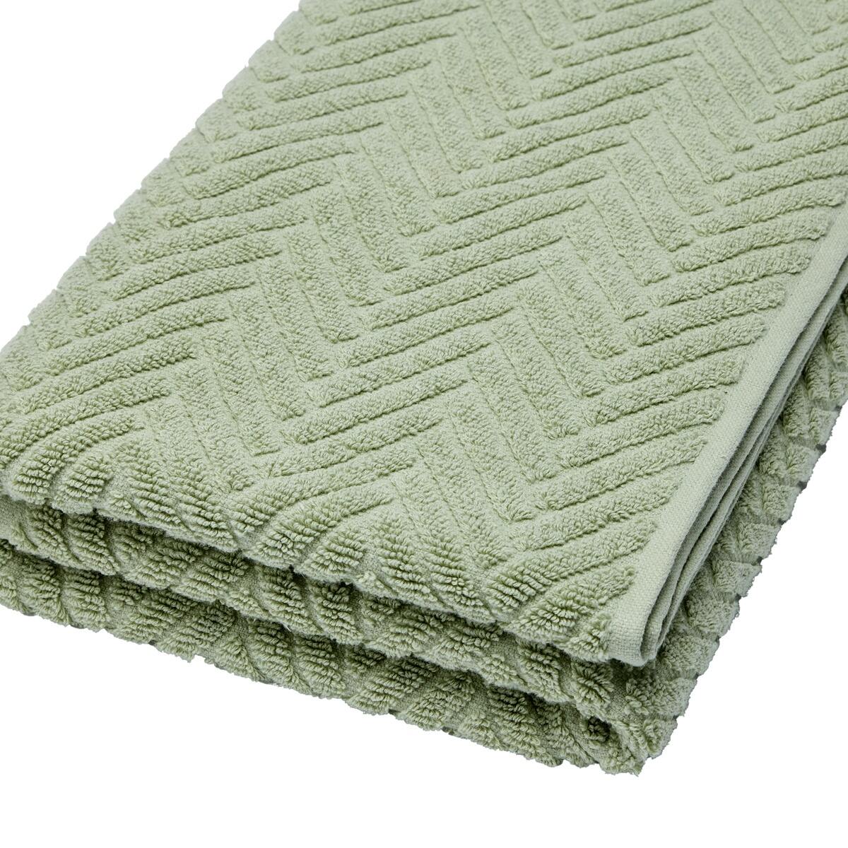 Chevron Cotton Bath Towel - Sage
