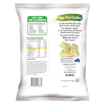 Vege Chips Rice Crackers Sour Cream & Chives 75g