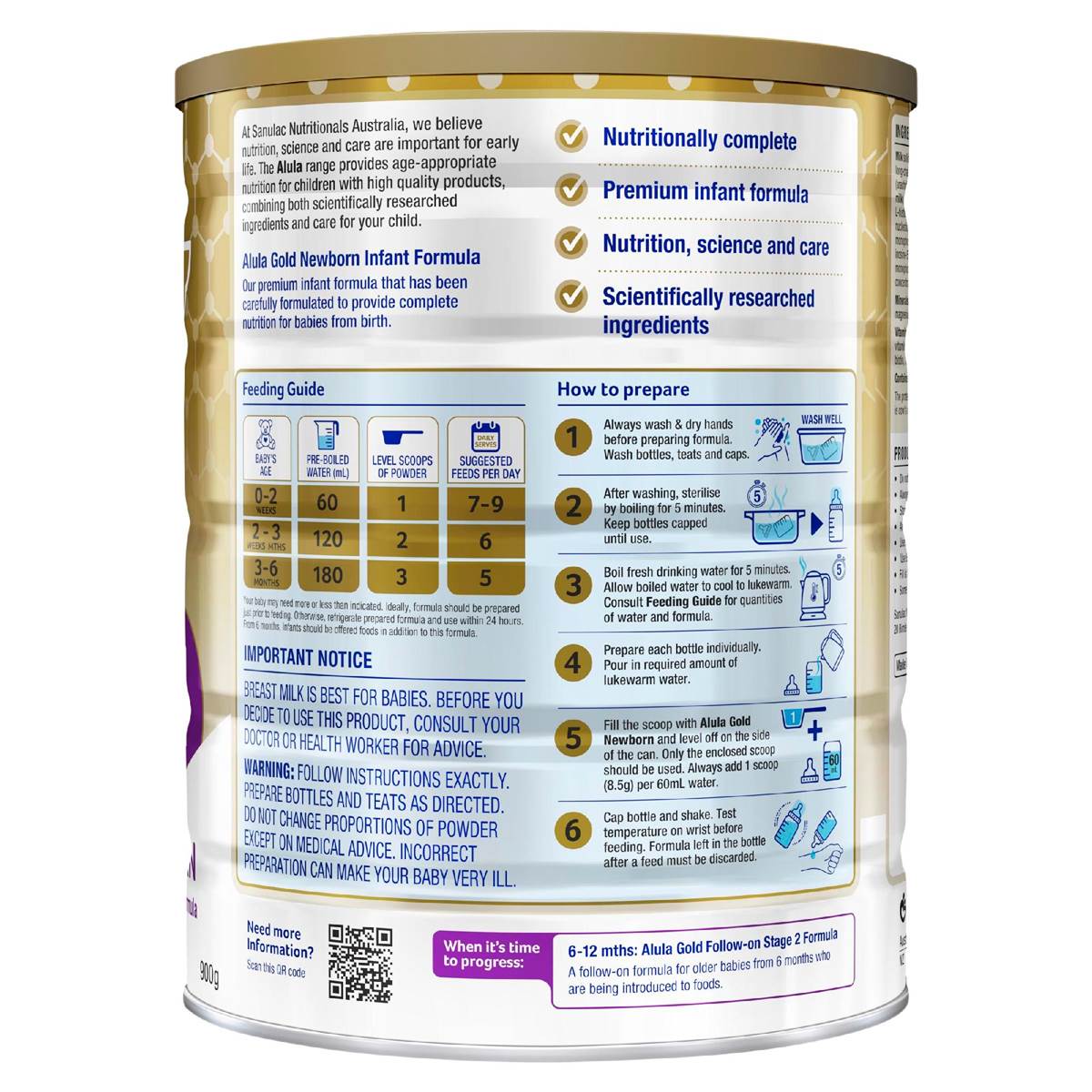 Alula Gold Newborn Infant Formula 0-6M 900g