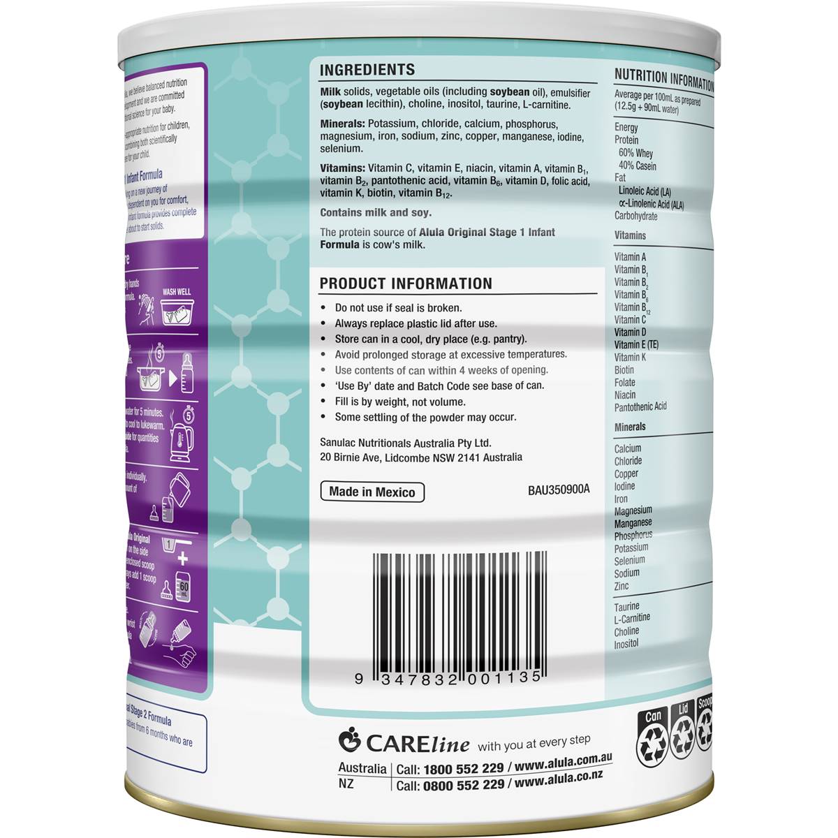 Alula Original Newborn Infant Formula 0-6M 900g