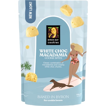 Byron Bay Cookies White Choc Macadamia Cookie Bites 100g
