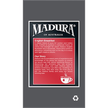 Madura English Breakfast Tea Bags 50 pack