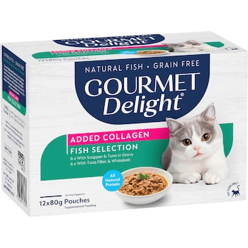Gourmet Delight Fish Selection Wet Cat Food 80g x 12 pack