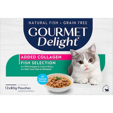 Gourmet Delight Fish Selection Wet Cat Food 80g x 12 pack