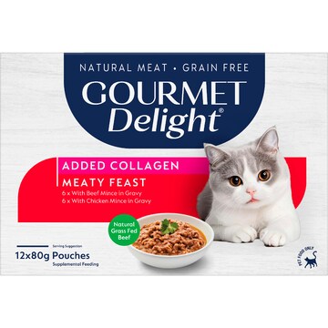 Gourmet Delight Meaty Feast Wet Cat Food 80g x 12 pack