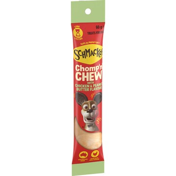 Schmackos Chomp 'n' Chew Dog Treat With Chicken Peanut Butter Flavour 60g