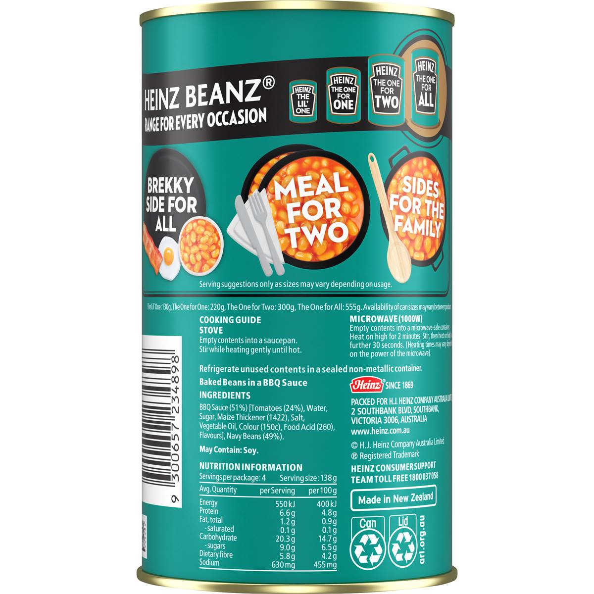 Heinz Beanz Canned Baked Beans In BBQ Sauce 555g