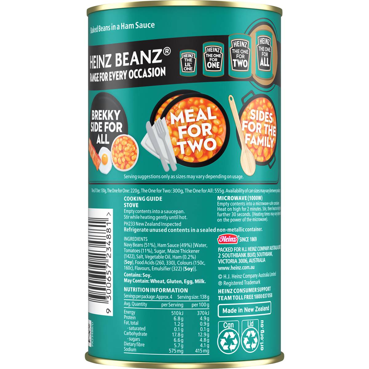 Heinz Beanz Canned Baked Beans In Ham Sauce 555g