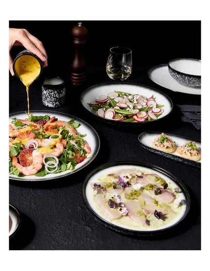 Caviar Granite Coupe Plate 27cm in Black/White