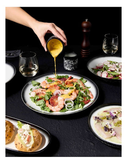 Caviar Granite High Rim Plate 21cm in Black/White