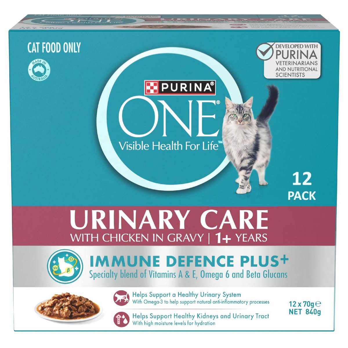 Purina One Cat Food Urinary Care Chicken In Gravy 70g x 12 pack