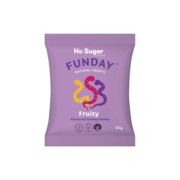 FUNDAY NO SUGAR FRUITY SNAKES 50G