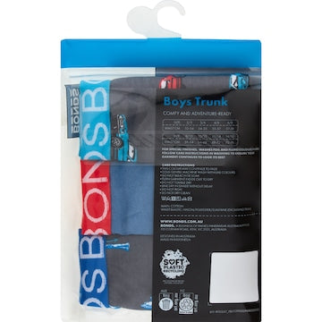 Bonds Boys Underwear Trunks Size 4-6 Or 6-8 Assorted 3 pack