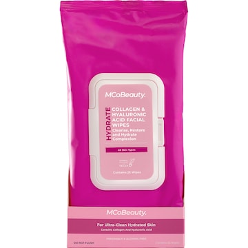 MCoBeauty Hydrate Collagen & Hyaluronic Acid Facial Wipes 25 pack