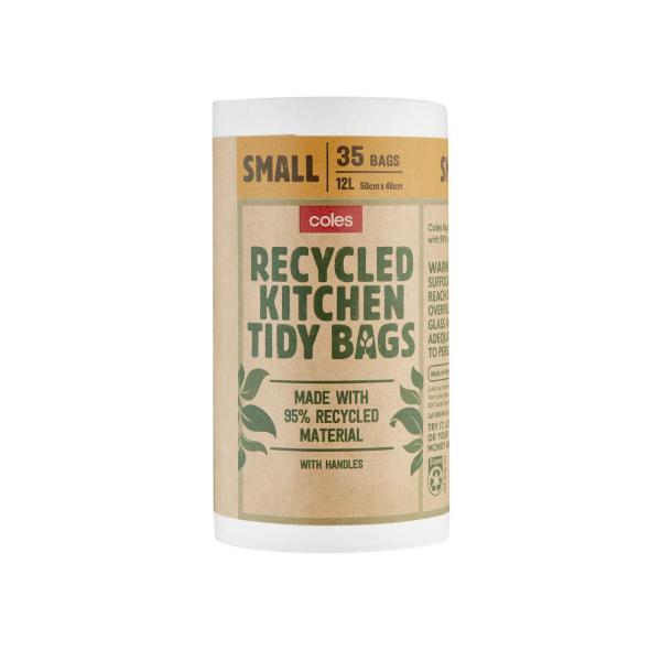 COLES RECYCLED KITCHEN TIDY BAGS SMALL 35 PACK