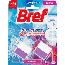 Bref Duo Cubes Clear Water Flower Toilet Cleaner In Tank Block 50g x 2 pack