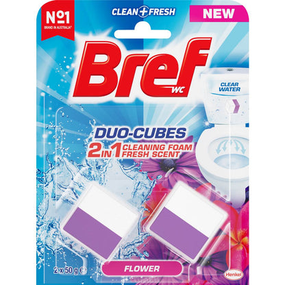 Bref Duo Cubes Clear Water Flower Toilet Cleaner In Tank Block 50g x 2 pack