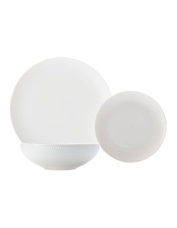 White Basics Diamonds Dinner Set 12 Piece Gift Boxed in White