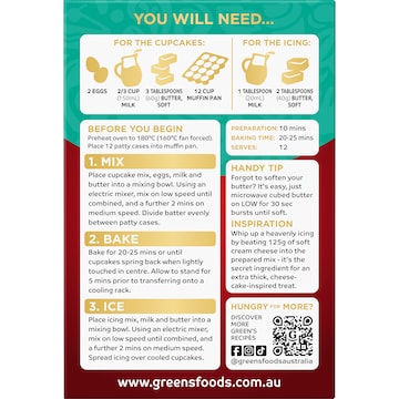 Green's Deluxe Red Velvet Cupcake Mix 410g