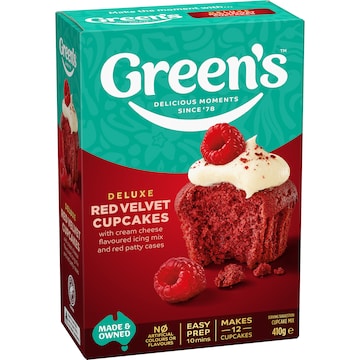 Green's Deluxe Red Velvet Cupcake Mix 410g