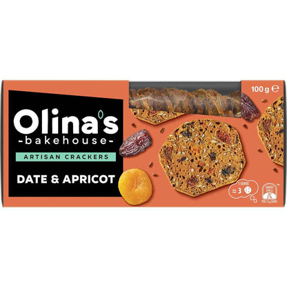 Olina's Bakehouse Artisan Crackers Biscuits Date & Apricot 100g