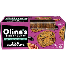 Olina's Bakehouse Artisan Crackers Biscuits Fig & Black Olive 100g