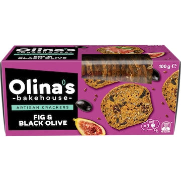 Olina's Bakehouse Artisan Crackers Biscuits Fig & Black Olive 100g