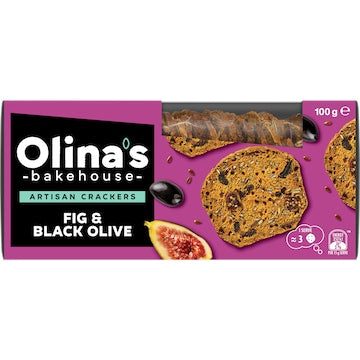 Olina's Bakehouse Artisan Crackers Biscuits Fig & Black Olive 100g