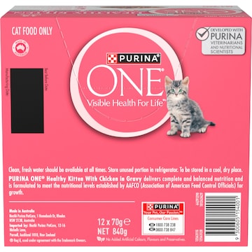 Purina One Healthy Kitten Chicken In Gravy 1-12 Month Wet Cat Food 70g x 12 pack