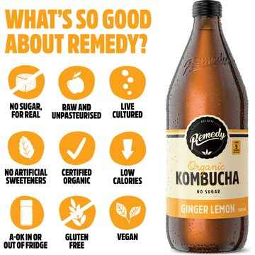 Remedy Organic Kombucha Ginger Lemon 750mL