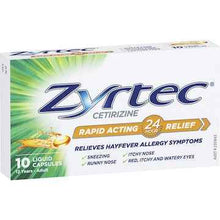 Zyrtec Rapid Acting Hayfever Allergy Relief Antihistamine Capsules 10 pack