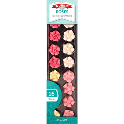 Queen Roses Icing Decorations 16 Pack