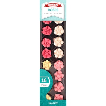 Queen Roses Icing Decorations 16 pack
