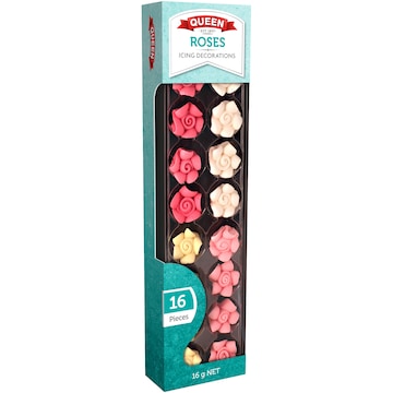 Queen Roses Icing Decorations 16 pack
