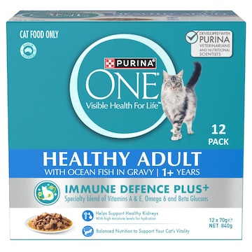 Purina One Wet Cat Food Healthy Adult Ocean Fish In Gravy 70g x 12 pack