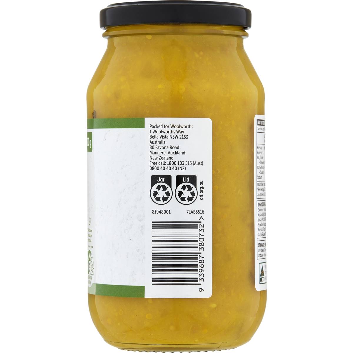 Woolworths Sweet Mustard Pickles 520g