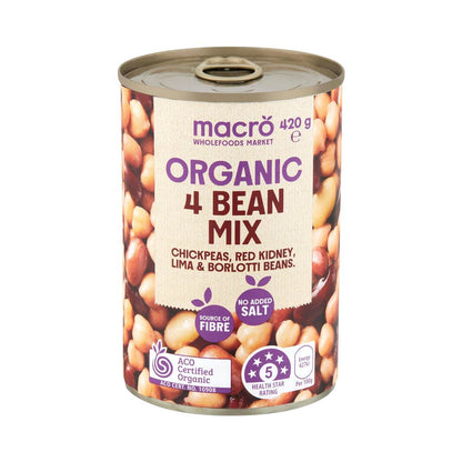 Macro Organic 4 Bean Mix No Added Salt 420g