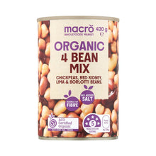 Macro Organic 4 Bean Mix No Added Salt 420g