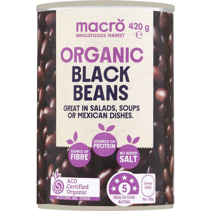 Macro Organic Black Bean No Added Salt 420g