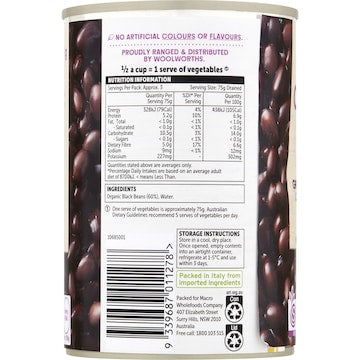 Macro Organic Black Bean No Added Salt 420g