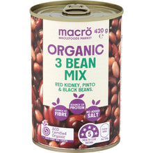Macro Organic 3 Bean Mix No Added Salt 420g