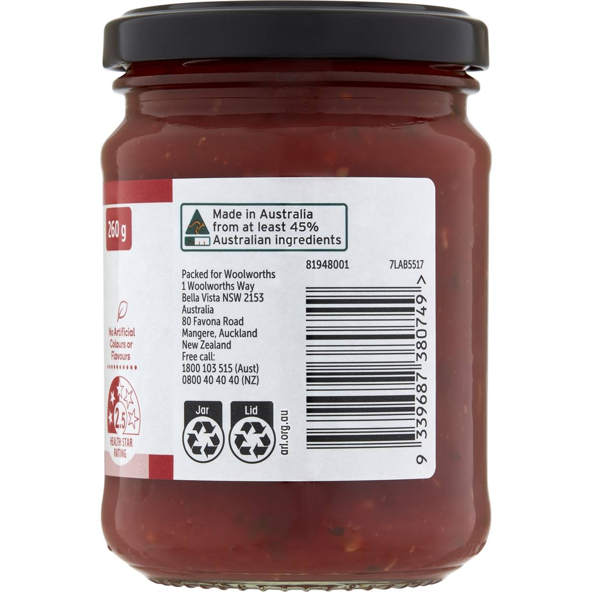 Woolworths Tomato Relish 260g