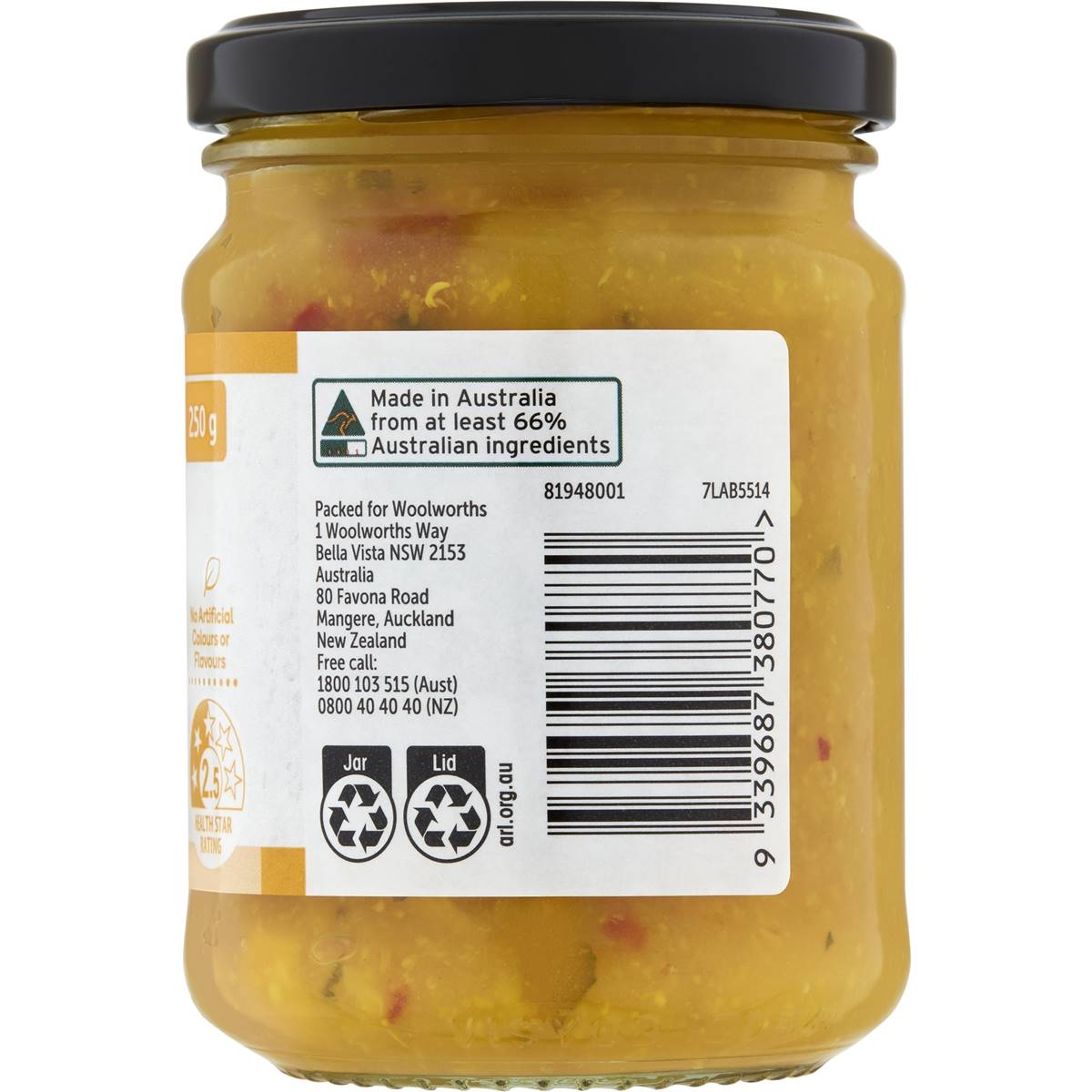 Woolworths Corn Relish 250g