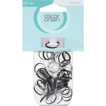 Oscar Orsen Mini Polybands Hair Ties Black/Clear 100 pack