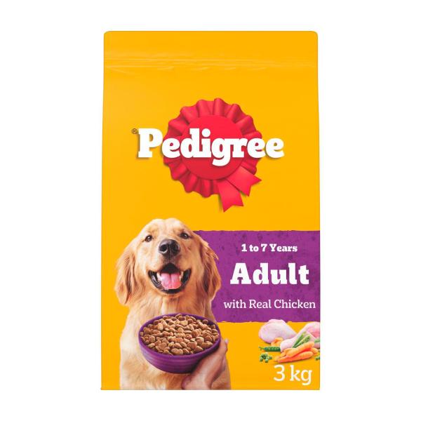 PEDIGREE ADULT WITH REAL CHICKEN DRY DOG FOOD 3KG