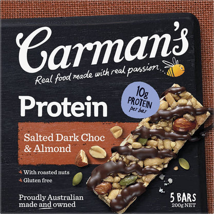 Carman's Protein Bars Salted Dark Choc & Almond 5 pack